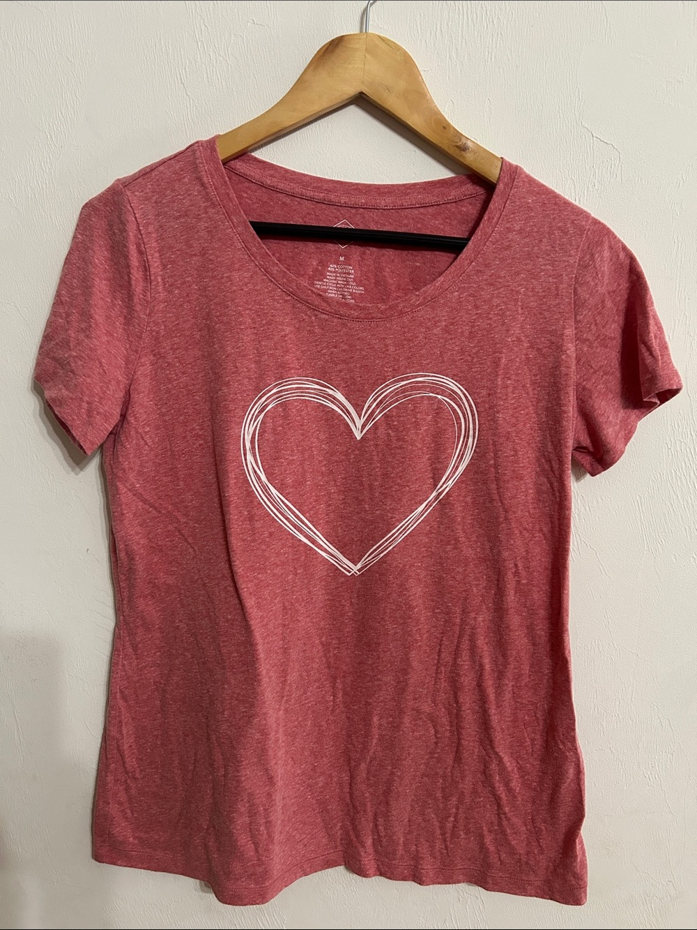 St. John's Bay Pink-Red Short Sleeve Heart Tee